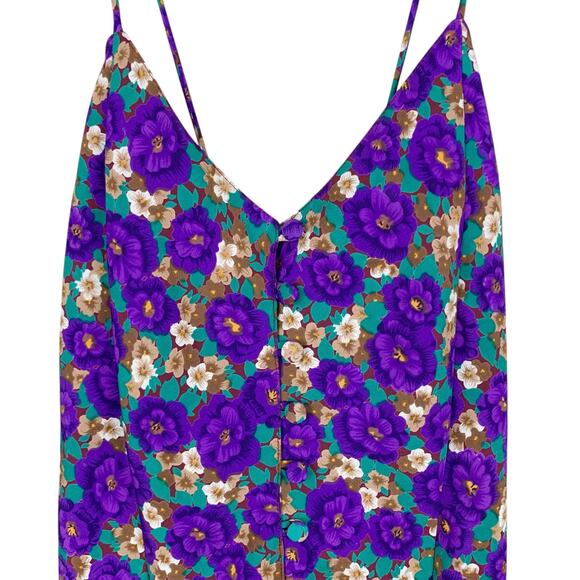 Vintage Jo Intimates Teddy Romper Purple Floral One Piece Cami Shorts Women's S - Picture 3 of 9